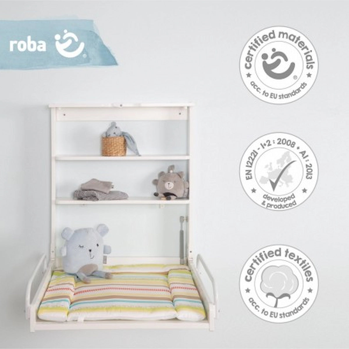 Roba Wall-Mounted Changing Table with Shelves